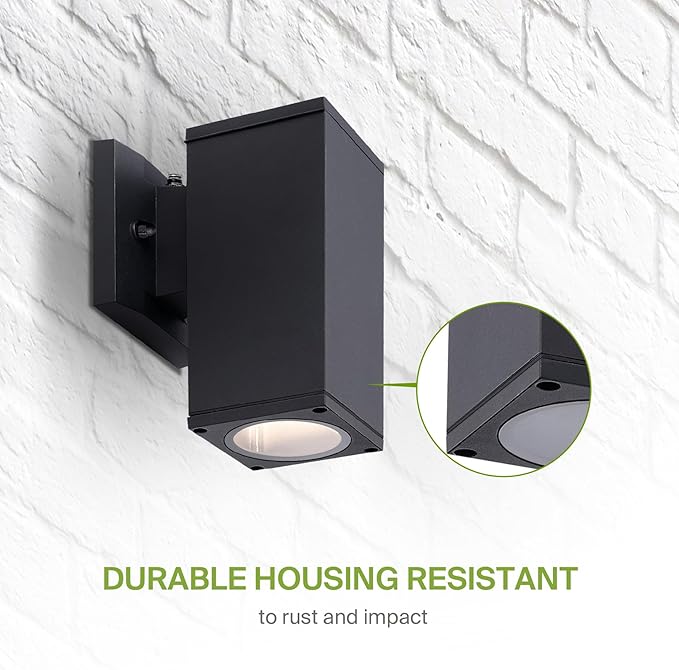 ASD 1 Light Square Dusk to Dawn Outdoor Wall Light Fixture | 60W E26 Bulb Socket 120V ETL Cylinder Up Down Lights | | Lumora