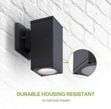 ASD 1 Light Square Dusk to Dawn Outdoor Wall Light Fixture | 60W E26 Bulb Socket 120V ETL Cylinder Up Down Lights | | Lumora