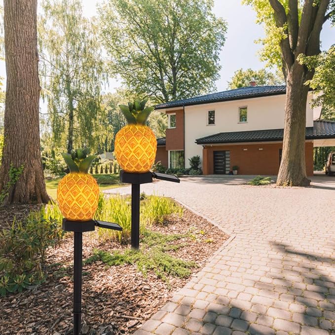 Solar Lights Outdoor, Outdoor Waterproof Solar Garden Lights Lawn Landscape Light, Outdoor Solar Lights Yard Lights Garden Lights for Outside Yard Lawn Walkway Driveway(Pineapple)