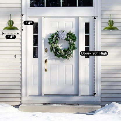 14in Outdoor Gooseneck Lights for Farmhouse, Barn Style Goose Neck Wall Light Fxiture with Wall Mount, Olive Green Exterior Porch Sconce for Patio, Garage, House