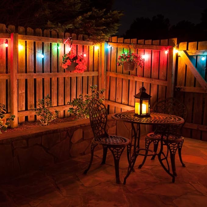 Wintergreen Lighting 10' Shatterproof FlexFilament LED Party Lights Globe String Lights G50 Backyard Lights Multicolor Outdoor Patio Lights String (10 Bulbs on White Wire)