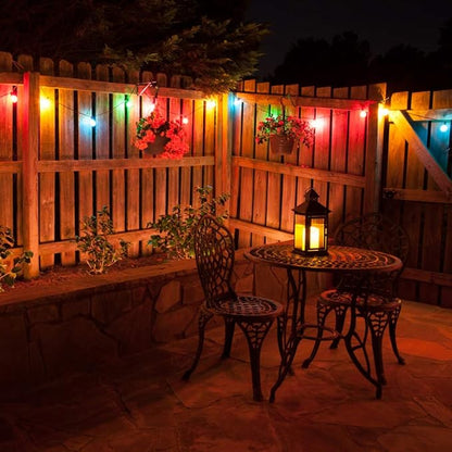 Wintergreen Lighting 10' Shatterproof FlexFilament LED Party Lights Globe String Lights G50 Backyard Lights Multicolor Outdoor Patio Lights String (10 Bulbs on White Wire)