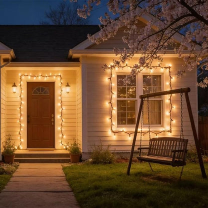 LUCKY SHINE 150 LED Warm White Christmas Lights, Commercial Grade Decorative Lighting String Brown Wire 50 FT, for Indoor Outdoor Party, Garden, Patio