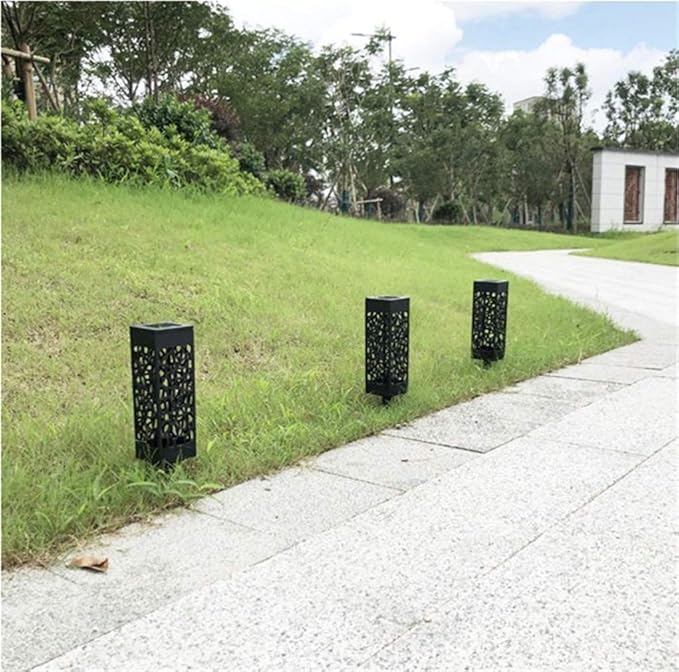 Ulalaza 4Pcs Solar Pathway Lights Retro Hollow Ground Light LED Outdoor Lighting Lights for Path Landscape Lawn Yard (White)