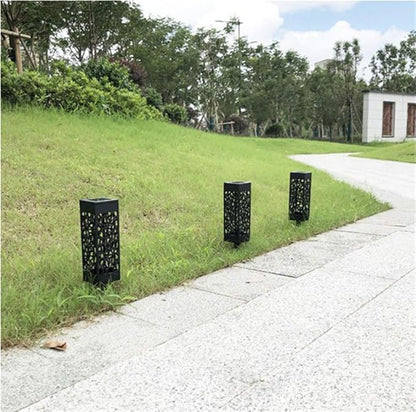 Ulalaza 4Pcs Solar Pathway Lights Retro Hollow Ground Light LED Outdoor Lighting Lights for Path Landscape Lawn Yard (White)