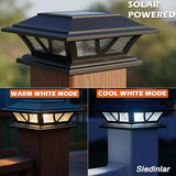 SIEDiNLAR Solar Post Lights Outdoor 2 Modes LED Deck Fence Cap Light for 4x4 5x5 6x6 Posts Patio Garden Decoration | Lumora