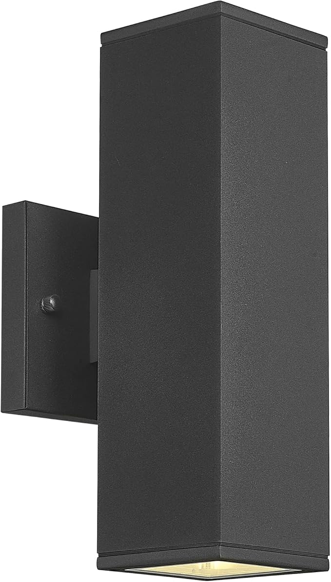 Ken & Ricky Outdoor Wall Light Fixture,Exterior Lighting Fixtures,Modern Sconce Lights for Porch Patio Garage Front Door (Black,Square,No Sensor,1PK)