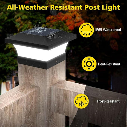 T-SUN Solar Post Lights, Outdoor Waterproof LED Lights for 4x4 Wooden Posts, Deck, Fence, Garden, Mailbox – Eco-Friendly, Made from Recycled Materials, Sustainable Solar Fence Post Light (4 Pack)