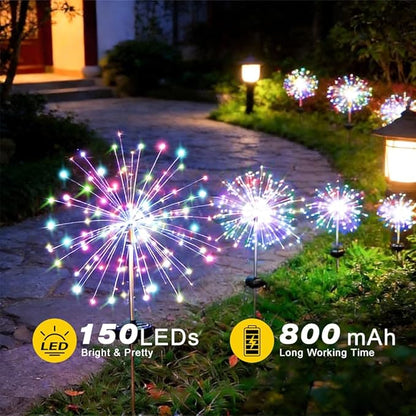 Solar Firework Lights for Outside, 8 Modes RGB Color Changing Fireworks Solar Fairy Light Outdoor for Garden Yard Patio Pathway Wedding Christmas Diwali Easter Party Decor Multicolor(6 Pack)