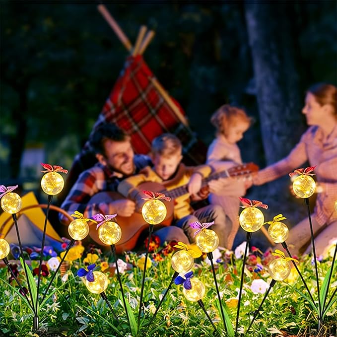 Solar Garden Lights, Swaying Butterfly Light, Swaying in The Wind, Solar Outdoor Lights, Yard Patio Pathway Decoration, Flexibility Iron Wire & Realistic Butterflies (Yellow)