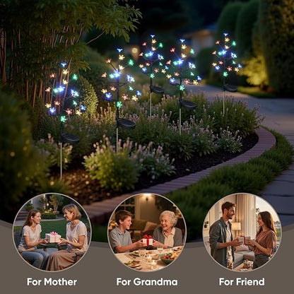 Solar Garden Lights Outdoor Waterproof,Garden Decor Solar Flowers For Outside Decorative,4Pack 2Modes Solar Powered Fairy Outdoor Decorations for Yard Patio Pathway, Gardening Gifts Mothers Day
