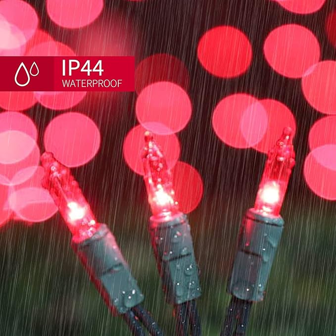 LAMPHOME 200L(100L*2pcs) Mini Lights, Green Wire,Pink