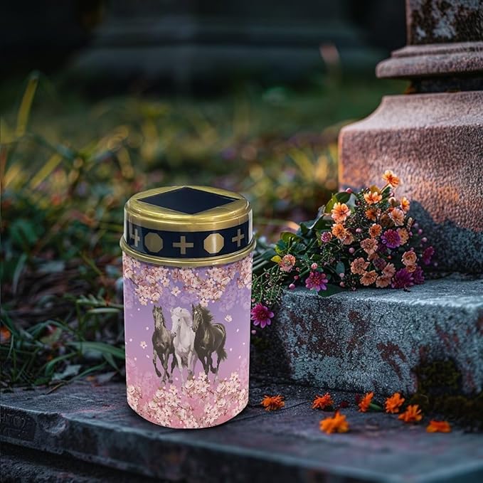 ZOUTAIRONG Horses Cherry Blossom Solar Light for Cemetery Grave Durable Solar Garden Lights Landscape Lighting | Lumora