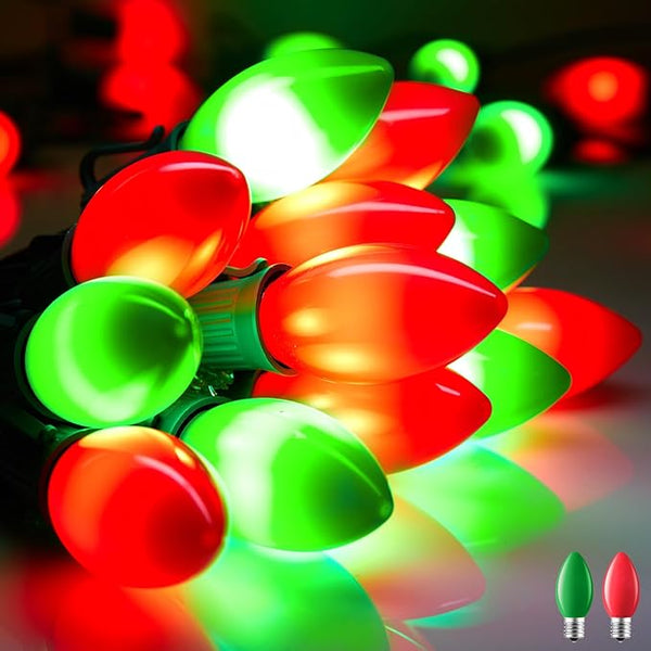 Minetom Vintage C9 LED Christmas Lights Outdoor, 50 Feet C9 String Lights with 50 Shatterproof Matte Bulbs | Lumora