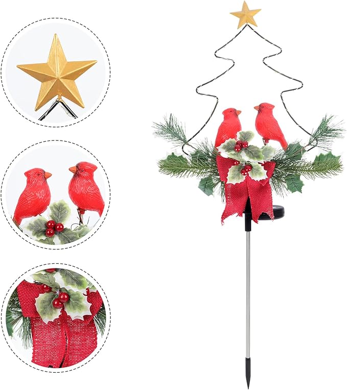 Solar Powered Red Bird LED Lawn Lamp Outdoor Waterproof Landscape Light Christmas Yard Decor Path Lighting Solar Garden Stake Light