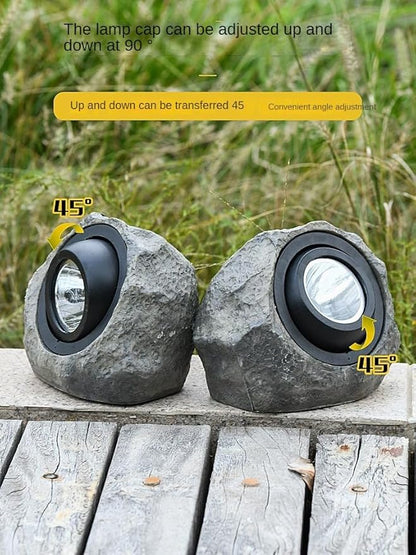 PLBSE Solar Rock Light, Super Bright Solar Spot Garden Light, Rotable Lamp Head, Cool White/Warm White Switchable, Waterproof, Crystal White, Small, Outdoor, Pathway