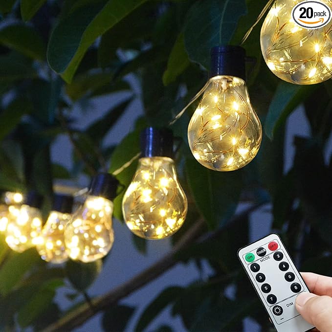 14ft Battery Operated 20 Hanging Bulb 100 LED String Lights, Vintage Commercial Battery Outdoor Lights for Indoor | Lumora
