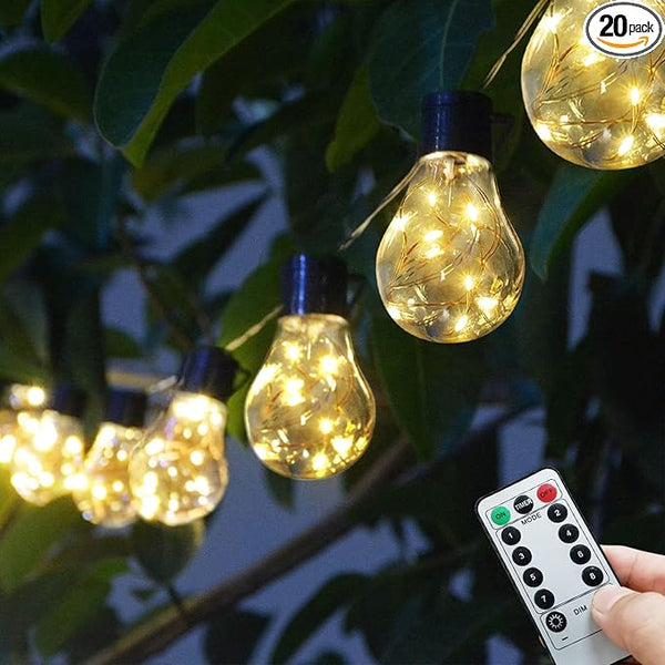 14ft Battery Operated 20 Hanging Bulb 100 LED String Lights, Vintage Commercial Battery Outdoor Lights for Indoor | Lumora