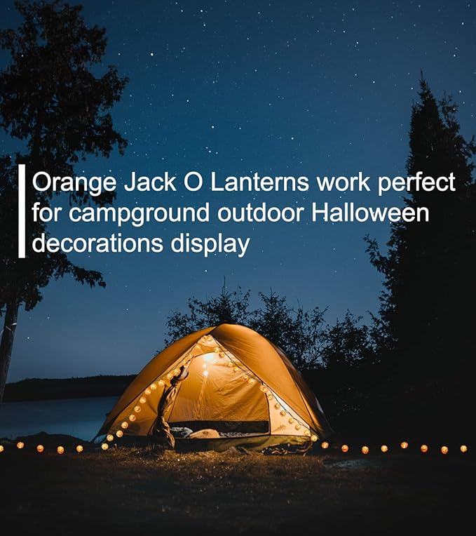 Halloween Lantern String Lights, Jack O Lanterns Pumpkin String Lights Plug in, 10 Orange Lights String 9.83FT Connectable Indoor/Outdoor Halloween Decorations