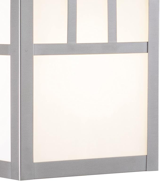 VAXCEL Mission 9.5 in. H 1-Light Stainless Steel Mission Outdoor Wall Sconce Made of Durable Steel, White Tiffany | Lumora