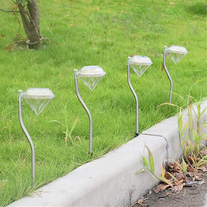 Ulalaza 4Pcs Solar Landscape Light Outdoot Stake Lights for Lawn Walkway Driveway Outdoor Yard Garden(Warm White)