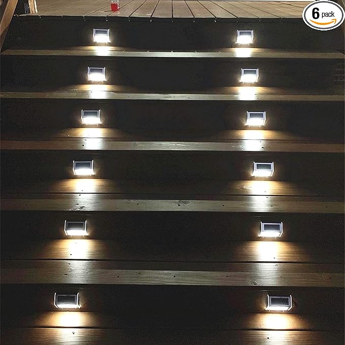 Solar Lights Outdoor Waterproof Deck Light, Solar Stair Lights Outside LED Step Lighting Stainless Steel for Paths | Lumora
