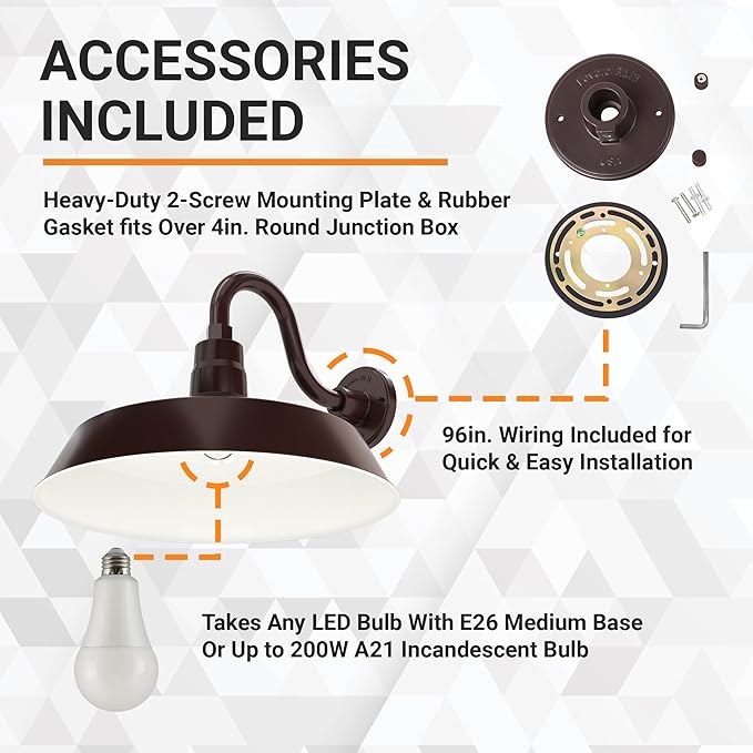 17in. Architectural Bronze Outdoor Gooseneck Barn Light Fixture With 10in. Long Extension Arm - Wall Sconce | Lumora