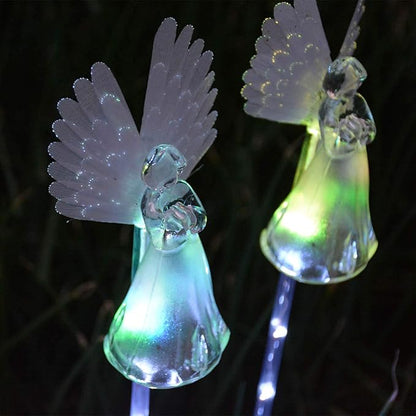 2 Packs Solar Angel Lights Outdoor, Color Changing Landscape Path Lights, Waterproof Cemetery Decorations for Grave, Memorial Garden, Backyard, Lawn, Pathway