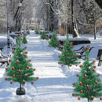 Solar Christmas Tree Garden Stake Lights, 2Pcs Outdoor LEDs Solar Powered Xmas Pathway Lights, Christmas Decorations Tree Lights for Porch Pathway Yard Decor, Medium, Type 1, USAEUBU4391