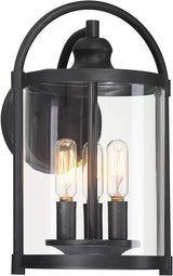 John Timberland Avani Modern Industrial Outdoor Wall Light Fixture Black Metal 13" Clear Cylindrical Glass Exterior | Lumora