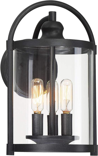John Timberland Avani Modern Industrial Outdoor Wall Light Fixture Black Metal 13" Clear Cylindrical Glass Exterior House Porch Patio Outside Deck Garage Yard Front Door Garden Home Entryway