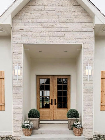 LamQee Outdoor Wall Lights Modern Exterior Lighting Fixtures, 3000K Integrated LED Outdoor Wall Sconce Lighting 2 Packs, Matte White Outside Wall Mount Lights for House Front Door Porch Garage Patio