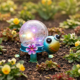 Solar Lights Outdoor Turtle Garden Decor with Crackle Glass Globe Lights - Cute Metal Turtle Statue for Yard Lawn | Lumora