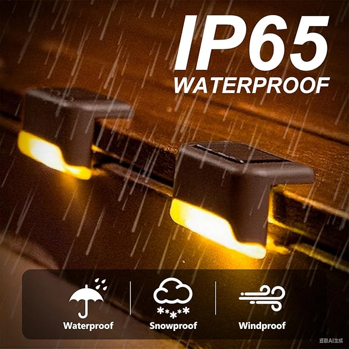 XhuangTech Solar Fence Lights Outdoor Garden, 12 Pack Solar Step Lights, Waterproof Deck Lighting for Stairs, Steps, Yard, Patio, Pathway, Gutter, Wall Decoration Ambient Light (Warm White Light)