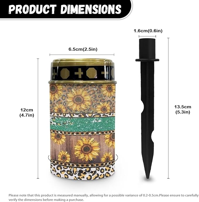 Poceacles Solar Lights Outdoor Waterproof Cemetery Lights Solar Powered Grave Solar Lantern Outdoor Waterproof Walkway Lights for Lawn Garden Pathway, Leopard Print Sunflower Shiny Green, Pack of 2
