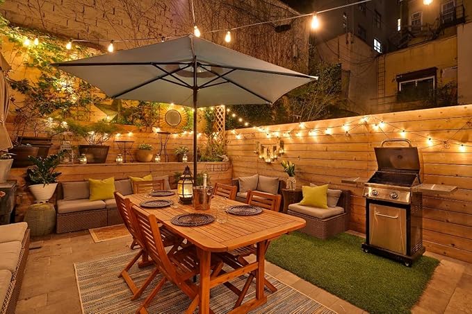 100ft Outdoor String Lights with Rotary Dimmer, 52 LED Edison Bulbs, Dimmable Waterproof Shatterproof 2200K Warm | Lumora