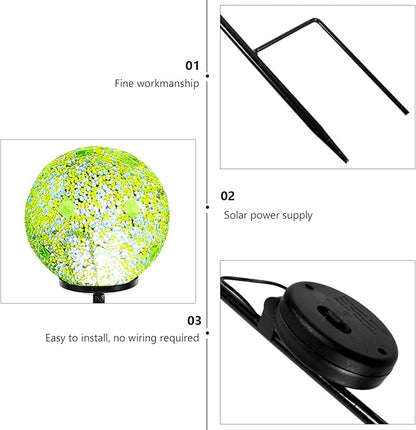 Solar Mosaic Ball-Shaped Lawn Light Outdoor Waterproof Solar Garden Path Light for Patio Landscape Decoration