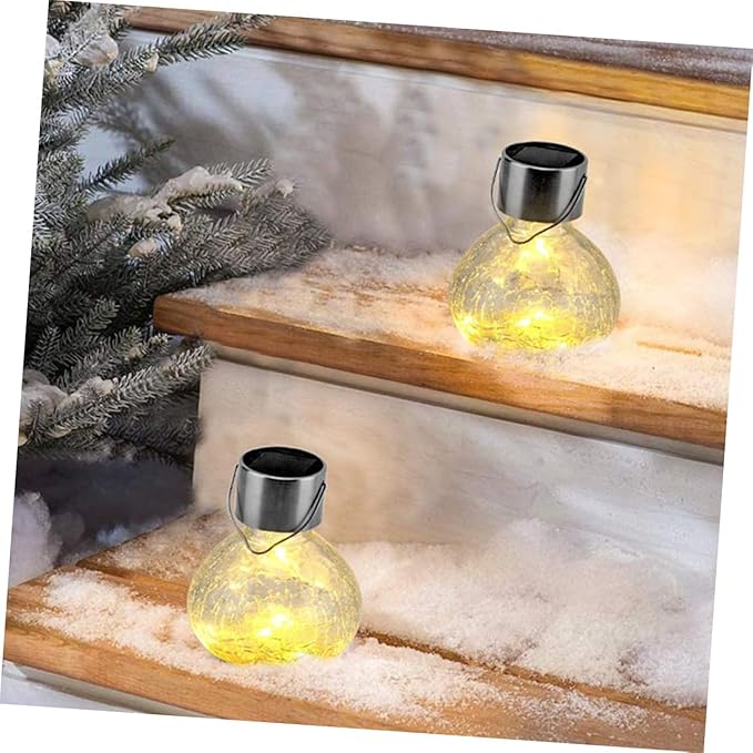 Kisangel Solar Cracked Glass Ball Light for Outdoor Garden Waterproof Solar Pathway Lamp Decorative Landscape Lighting for Patio and Yard