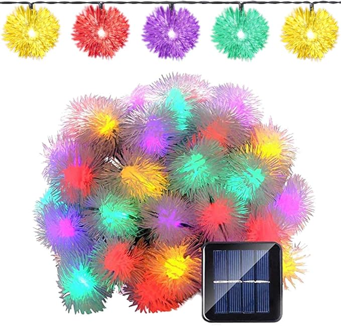 Hann® 22FT 50 LED Solar String Lights Dandelion Ball Fairy Decorative Lights for Outdoor Home Lawn Garden Patio Party and Holiday Decorations (Dandelion,Multi-Color)