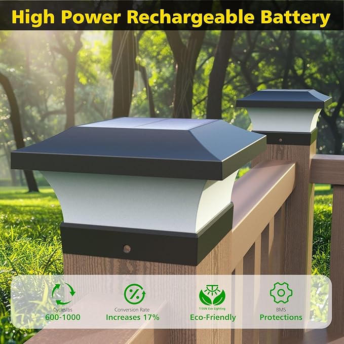 T-SUN Solar Post Lights, Outdoor Waterproof LED Lights for 4x4 Wooden Posts, Deck, Fence, Garden, Mailbox – | Lumora