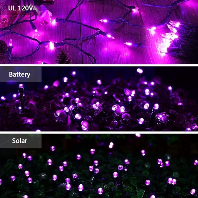 Brizled Purple Valentine Lights, 33ft 100 LED Valentine's Day Lights Outdoor, Connectable Purple String Light 120V UL Certified Christmas Tree Light, Indoor Xmas Light for Xmas Tree Party Home Decor