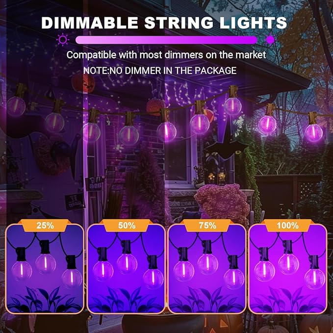 LAMPHOME G40 LED Outdoor Halloween String Lights, 26FT Patio Light with 12+1 Edison Shatterproof Bulbs(1Spare) | Lumora