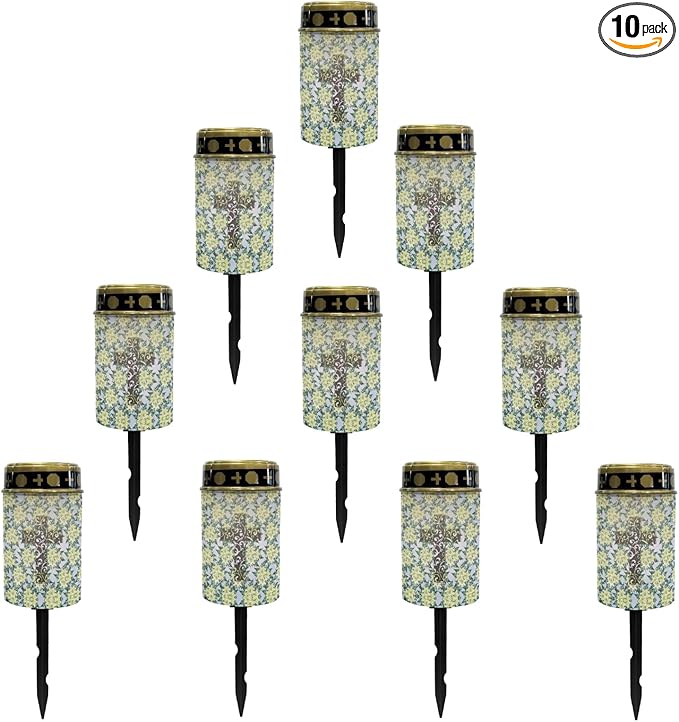Cross Floral Solar Lights Outdoor,Solar Stake Lights Garden Lights,Waterproof Solar Lights for Outside Yard Patio Walkway Decoration Landscape Lighting Spotlight