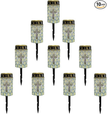 Cross Floral Solar Lights Outdoor,Solar Stake Lights Garden Lights,Waterproof Solar Lights for Outside Yard Patio Walkway Decoration Landscape Lighting Spotlight