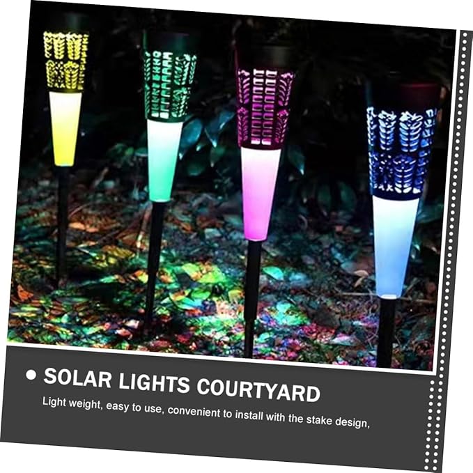 jojofuny 6pcs Solar Garden Stake Lights Warm Colorful Light for Patio Lawn Garden