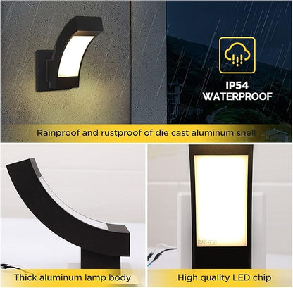 2 Pack Outdoor Wall Sconce Black LED Porch Light Wall Mount Lamp for Garage House,600LM Exterior Light Fixture IP54 Waterproof