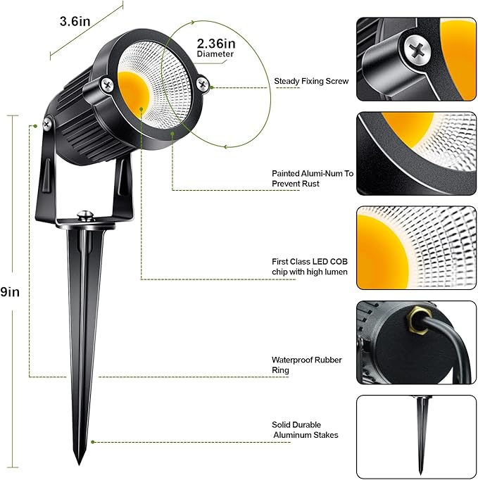 5W Low Voltage Landscape Lights Outdoor 12V AC/DC LED Landscape Lighting 3000K Warm White Waterproof Garden | Lumora