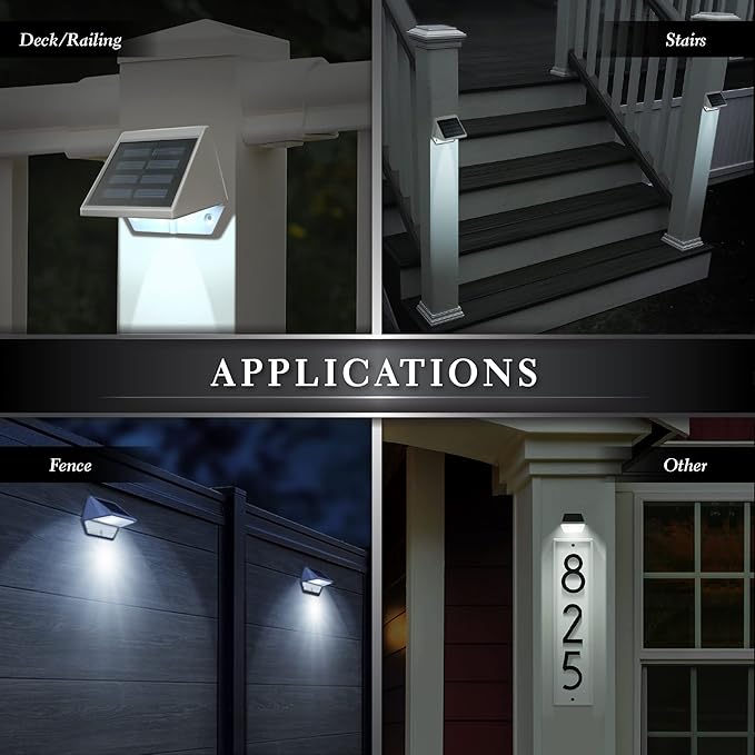 Classy Caps Solar Deck & Wall Lights, Model SL179, White - High Performance, Energy Efficient, Weather-Resistant, Durable Cast Aluminum, Outdoor Solar Lights, Durable Design, Easy Installation