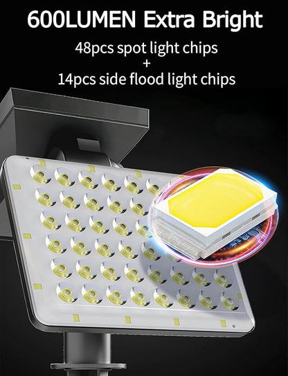 Solar Spotlights Micro-wave Motion Sensor, Outdoor Flood Lights Waterproof with 62pcs Bright LEDs, Landscape Solar Powered Motion Spot Light Dusk-to-Dawn for Garden, Yard, Ground, Wall (White, 2pcs)