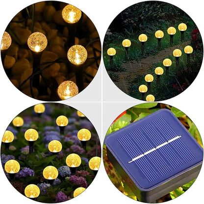 Solar Outdoor Lawn Lights 10pcs Warm White Decorative Bubble Globe Solar Pathway Lamps for Garden Yard Landscape Lighting